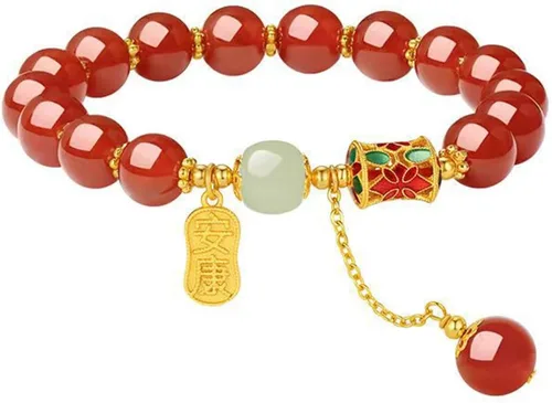 Vista 26 de Pulsera de la suerte para mujeres y hombres, joyería retro sintética con cuentas de ágata, un regalo maravilloso para tus seres queridos
