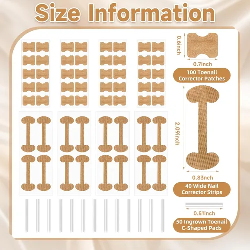 Vista 3 de Kit corrector de uñas encarnadas de 201 piezas con tiras de corrección transpirables, parches de uñas curvas, herramientas levantadoras de uñas