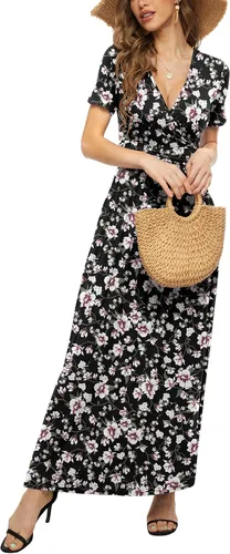 Vista 3 de LILBETTER Vestido de verano de manga corta para mujer, vestido largo con bolsillos