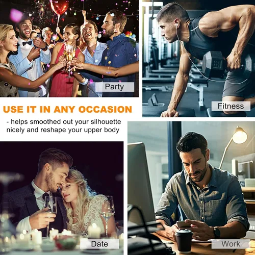 Vista 4 de SOLCYSX Camiseta de compresión para hombre para adelgazar el cuerpo, sin mangas, ajustada, con control de abdomen