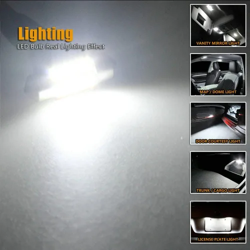 Vista 5 de Paquete de 12 bombillas LED de 12 V, 1.220 in, DE3175, 3175, DE3022, DE3021, Festoon y T10 194 168 2825 W5W, extra brillantes, 6000 K, color blanco