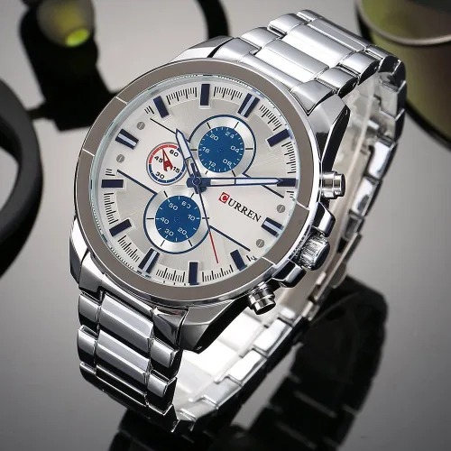 Vista 4 de CURREN Original 8274 - Reloj de pulsera de cuarzo para hombre, resistente al agua, correa de acero inoxidable