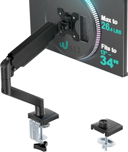Vista 13 de WALI - Soporte de escritorio para monitor dual para pantallas de 17-32 pulgadas, brazos de monitor dual para 2 monitores, soporta hasta 19.8 lbs