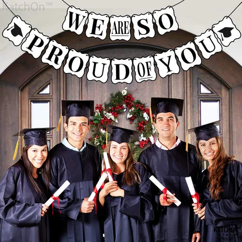 Vista 2 de KatchOn, Cartel con texto en inglés «We are So Proud of You» – Grande, 14 pies, No DIY Cartel de graduación para decoraciones de graduación