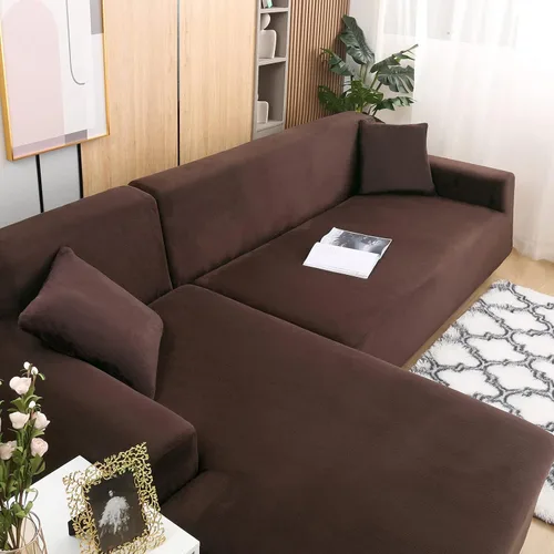 Vista 9 de MIFXIN Funda para sofá en forma de L, 2 piezas, fundas elásticas de felpa elástica para sofá seccional, protector de muebles en forma de L