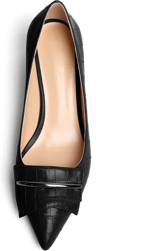 Vista 3 de YODEKS Zapatos de tacón grueso para mujer, tacón de bloque bajo, punta puntiaguda, zapatos de tacón para el trabajo, casual, vida diaria, fiesta