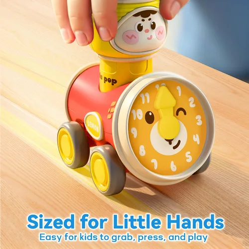 Vista 5 de iPlay, iLearn Press to Go - Juego de juguetes de coche para niños pequeños de 1 a 3 años, coches de carreras de fricción para bebés, juego