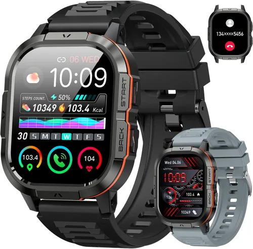 Vista 9 de Reloj inteligente para hombre, rastreador de ejercicios: marca/respuesta de llamadas, relojes inteligentes militares para hombres, relojes digitales