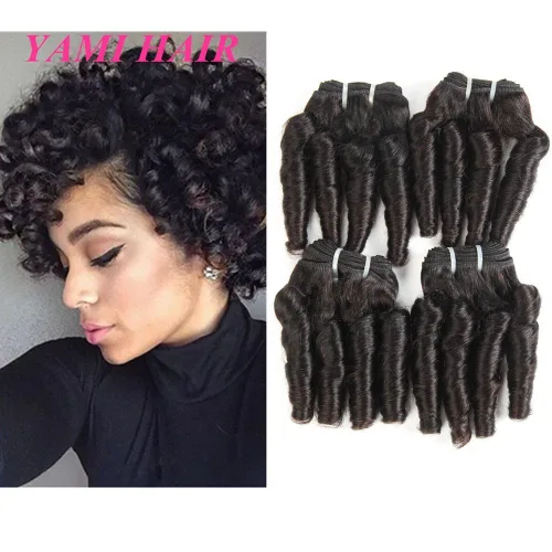 Vista 7 de YAMI 8a - Paquetes de cabello humano brasileño ondulado y húmedo para mujeres negras, 4 unidades, extensiones de cabello ondulado 100% sin procesar