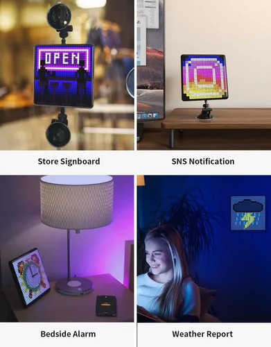 Vista 4 de Divoom Pixoo Visualización Max Pixel, APP Pantalla de control de teléfono móvil con pantalla LED programable de 32 X 32 para decoración del hogar