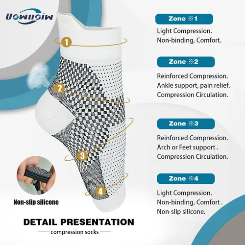 Vista 3 de Calcetines de neuropatía para hombres y mujeres, calcetines de fascitis plantar para neuropatía, calcetines de compresión para aliviar el dolor