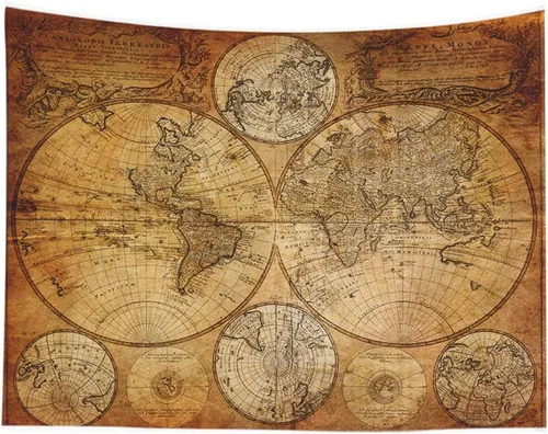 Vista 9 de CAPSCEOLL Tapiz de mapa del mundo para colgar en la pared, tapiz blanco y negro para decoración del hogar, 40 x 30 pulgadas, mapa para habitación