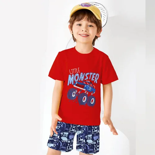 Vista 2 de Little Hand Conjunto de camiseta de lentejuelas para niños pequeños, conjunto de pantalones cortos para niños, ropa de juego casual y pantalones