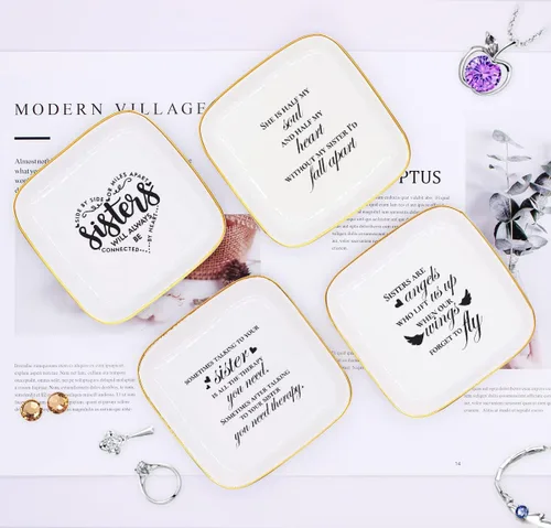 Vista 5 de To My Sister Saying - Bandeja decorativa para anillos de cerámica, para hermana hermano, regalo único de cumpleaños, Navidad, regalo significativo