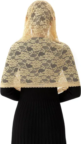 Vista 5 de PAMOR Infinity Chapel Veil Floral Latin Mass Head Cover Lace Scarf Mantilla Velos para Iglesia