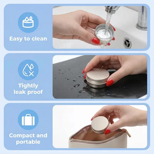 Vista 4 de Paquete de 6 tarros de lata de aluminio de 0.5 onzas, mini latas para ungüentos, mini lata recargable a prueba de fugas, tapa de rosca, recipientes
