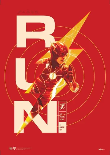 Vista 12 de MIGHTYPRINT DC Comics - The Flash - Michael Keaton Batman Worlds Collide - Arte de pared duradero de 17 x 24 pulgadas, no hecho de papel