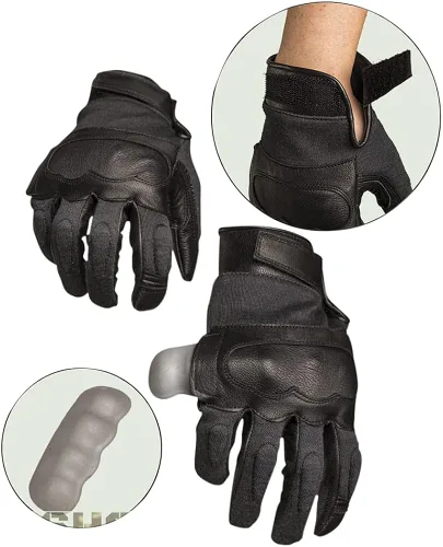 Vista 2 de Mil-Tec - Guantes para hombre (piel), color negro
