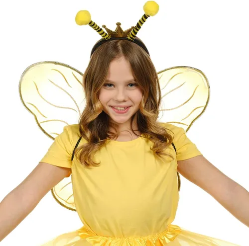 Vista 7 de Funcredible Diadema de abeja y alas de abeja, diadema de antena de abejorro, disfraz de Halloween de abejorro para mujer, accesorios de disfraz