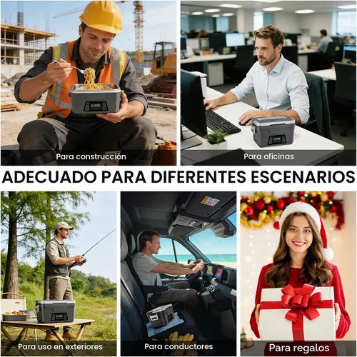 Vista 8 de Herrfilk Fiambrera eléctrica inalámbrica para adultos con control de aplicación, lonchera portátil con calefacción de 1.2 litros, funciona