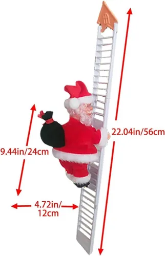Vista 5 de Escalera Trepadora de Santa, Divertida Decoración de Santa Claus Eléctrico Trepando Escalera de Cuerda, Juguete Muñeco de Santa Trepador