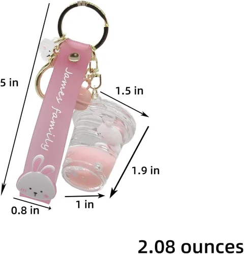 Vista 4 de Linda mochila de animales flotantes colgante llave de coche niños niñas mujeres acrílico bolso cartera líquido llavero