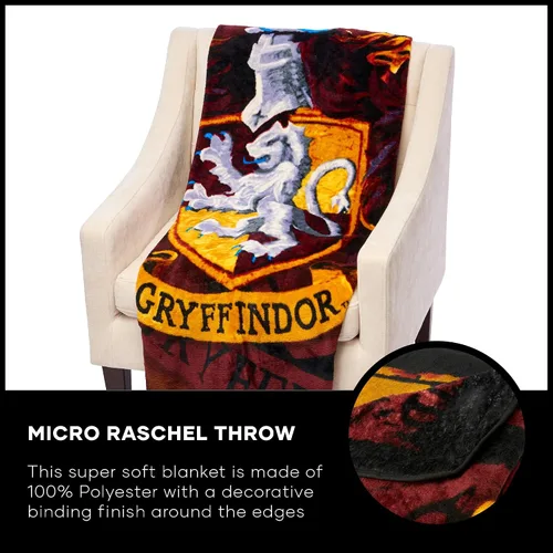 Vista 7 de Northwest Manta de micro Raschel de Harry Potter, ligera y transpirable para sofá, acogedora para todas las estaciones, 46 x 60 pulgadas, bandera