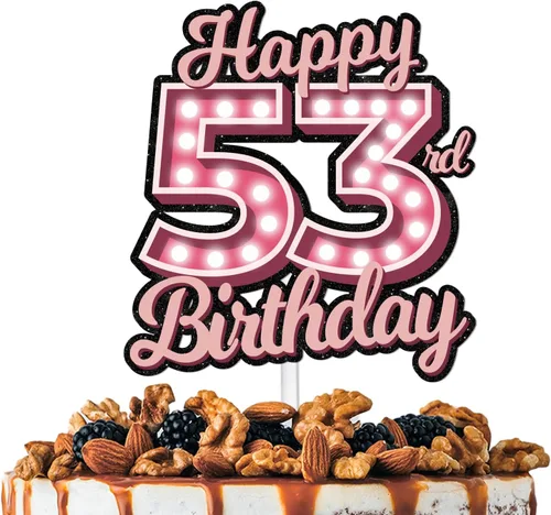 Vista 8 de Decoración para pastel de cumpleaños 30 con purpurina rosa Let's Glow Crazy Party Theme Decor Supplies Men Women Happy Birthday 30 Anniversary Party
