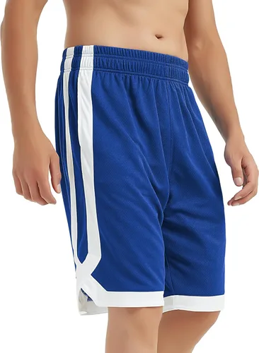 Vista 14 de TopTie Pantalones cortos de baloncesto de malla de 7 pulgadas con bolsillos para hombre, pantalones cortos deportivos activos de 2 tonos, pantalones