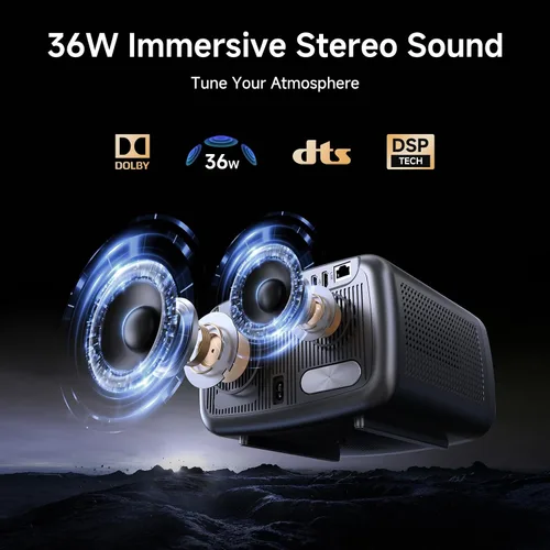 Vista 2 de [2500 ANSI/enfoque automático/aplicaciones integradas] Proyector inteligente 4K con WiFi 6 y Bluetooth 5.3, 6D Keystone proyector de películas