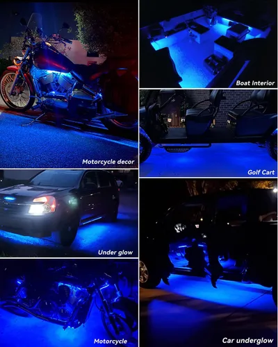 Vista 5 de Keiurot - Tira de luces LED azules de 12 V para automóviles, conectables de 12 pulgadas, paquete de 4 unidades IP68 Waterproof Flexible for Cars