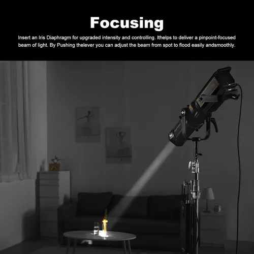 Vista 7 de Godox VSA-19K - Kit de accesorios de foco, Snoot cónico con lente de proyección de 19° y 9 Gobos para flash de montaje Bowens, Speedlite, monoluz