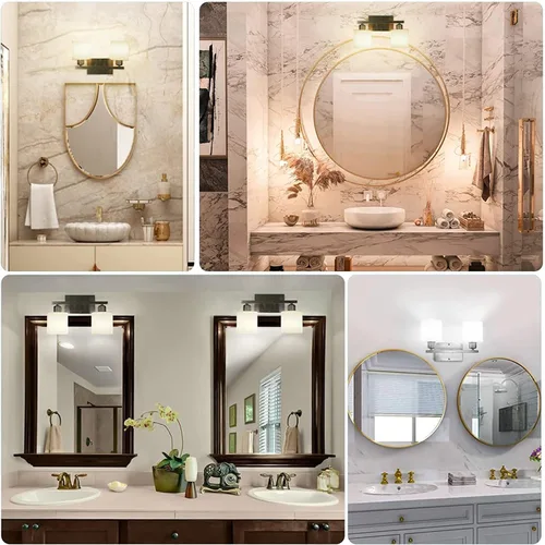 Vista 7 de Lámpara de tocador de baño sobre espejo con níquel cepillado, modernos apliques de pared de 2 luces para dormitorio, sala de estar, decoración