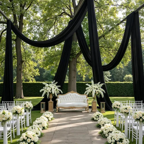 Vista 34 de Cortina de techo beige de 20 x 40 pies para bodas, 4 paneles sin arrugas, 40 pies de largo, cortinas drapeadas para bodas, cumpleaños y fiestas