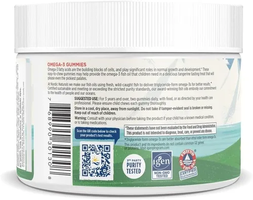 Vista 5 de Nordic Naturals Gomitas Nordic Omega-3, mandarina, 60 gomitas – 82 mg de Omega-3 total con EPA y DHA – Sin OMG – 30 porciones