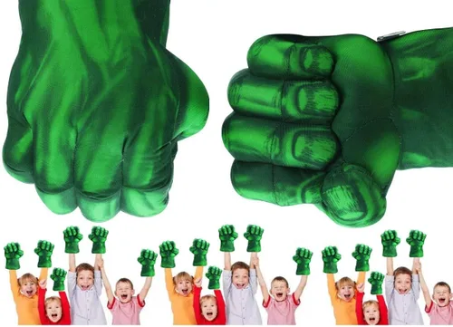 Vista 6 de Increíble HOK - Guantes de peluche suaves y grandes con diseño de guantelete de guantelete para aplastar las manos, color verde