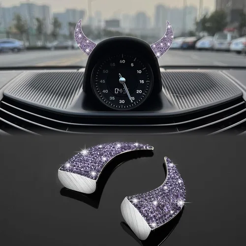 Vista 10 de WINKA Bling Devil Bull Horn 3D - Calcomanías decorativas brillantes para el interior del automóvil, para salpicadero, camión, motocicleta