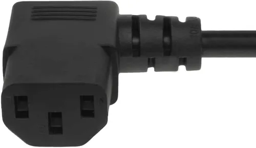 Vista 5 de Cable de alimentación estándar NEMA 5-15P a C13 de 2 pies 18AWG en ángulo recto en ambos lados