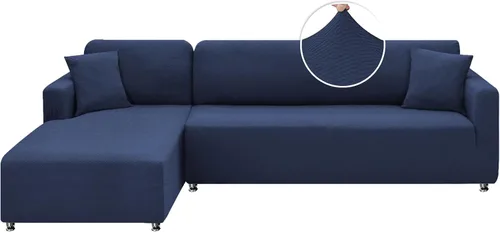 Vista 11 de XINEAGE Funda de sofá modular de alta elasticidad en forma de L, 2 piezas antideslizante con protector de muebles con 2 fundas de almohada