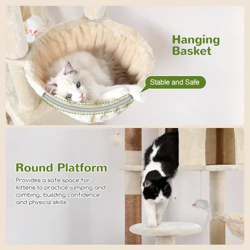Vista 5 de Globlazer Árboles y Torres para Gatos para Múltiples Gatos Adultos, Torre de Árbol para Gatos XXL Alta de 82 Pulgadas para Gatos
