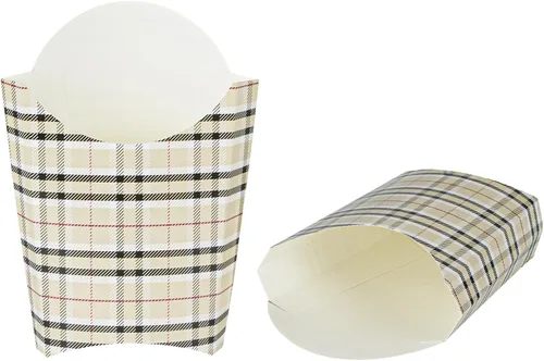 Vista 33 de Restaurantware Bio Tek - Taza de papas fritas desechables de 4.7 x 3.5 x 5.1 pulgadas, 100 vasos desechables para refrigerios, papel azul y blanco