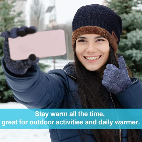Vista 6 de Conjunto de guantes de invierno con forro polar para hombre y mujer