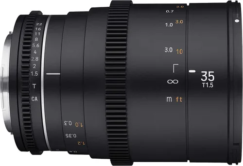 Vista 4 de Samyang Lente de 1.378 in T1.5 de alta velocidad VDSLR MK2 Cine para Canon RF - Marco completo, lente de cine con apertura de 9 cuchillas, sellado