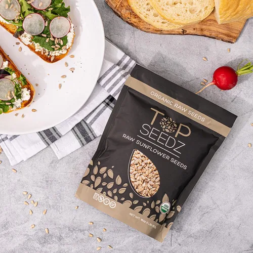 Vista 5 de Top Seedz Semillas de girasol crudas orgánicas certificadas por la USDA, frescas y sin sal, sin cáscara, sin gluten, sin nueces, veganas, kosher