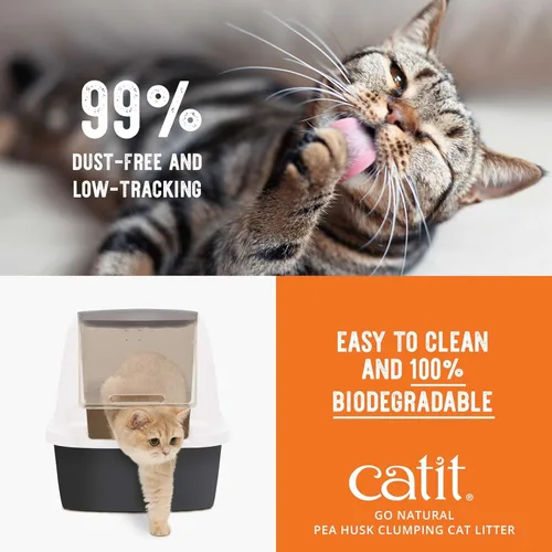 Vista 6 de Catit - Go Natural Arena Aglutinante de Cáscara de Guisante para Gatos - Liviana, Sin Polvo, Fácil Limpieza y Recogida, Arena para Gatos Descargable