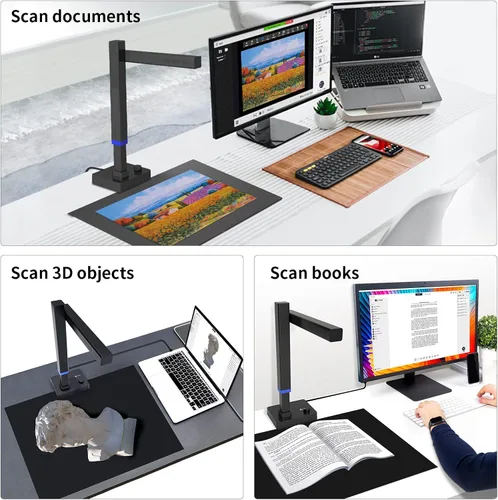 Vista 5 de CZUR Shine Ultra Pro Escáner de Documentos de 24MP, Escáner de Libros USB, Cámara de Documentos Portátil, Escáner de Libros de Formato Grande A3