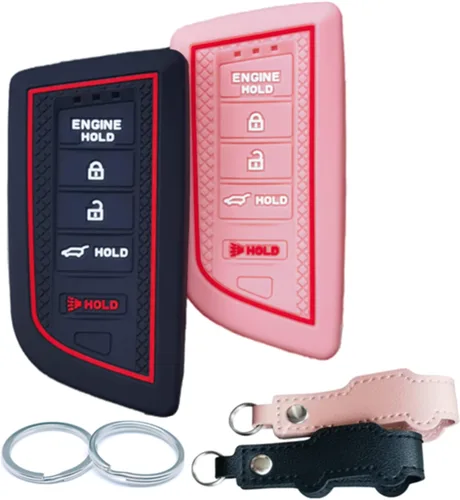 Vista 6 de 2 piezas de funda de llave inteligente de silicona para control remoto Acura RDX MDX Integra A-spec 2022 2023 2024 con 5 botones (negro)