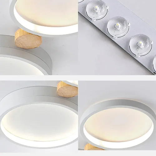 Vista 4 de Lámpara de techo LED de 3 luces, 22 pulgadas, moderna lámpara de techo empotrada de madera de 20 W regulable para sala de estar, dormitorio, cocina