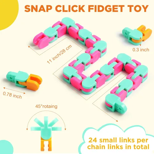 Vista 3 de Sotiff 60 Piezas Juguete Fidget Pista Loca Juguetes Fidget Wacky Tracks Serpiente Colorida Juguetes Regalos para Niños Adultos Autismo Alivio