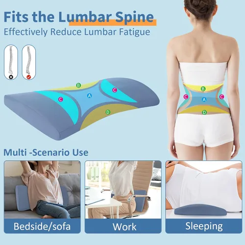 Vista 3 de Almohada de apoyo lumbar para aliviar el dolor de espalda: almohada de espalda baja para dormir - Almohada de cintura de espuma viscoelástica